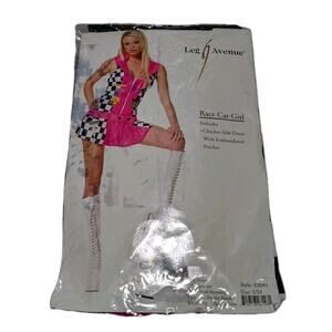 Leg Avenue Race Car Girl Costume Route 69 Pink Outfit Flag Girl Checkered
